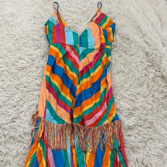 NWT farm rio striped scarf wrap maxi dress in rainbow - Picture 9 of 11